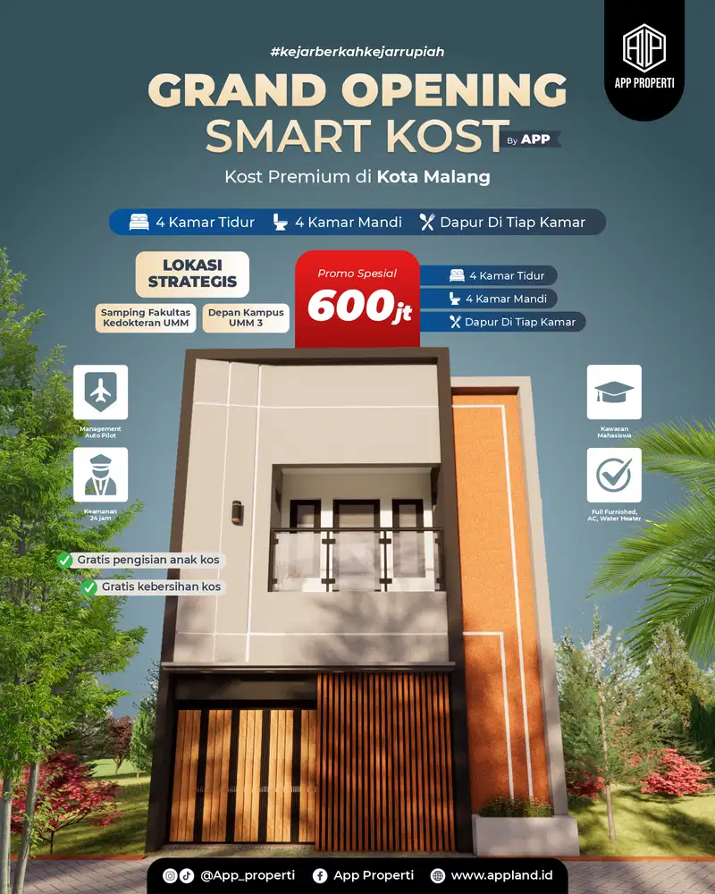 Rumah Kos Premium 4 Kamar Depan Kampus UMM