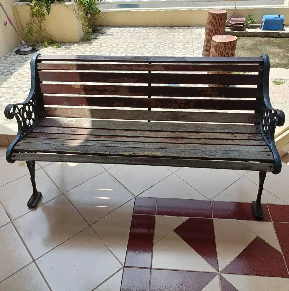 kursi taman besi antik kursi teras kayu bench outdoor Best Quality A33