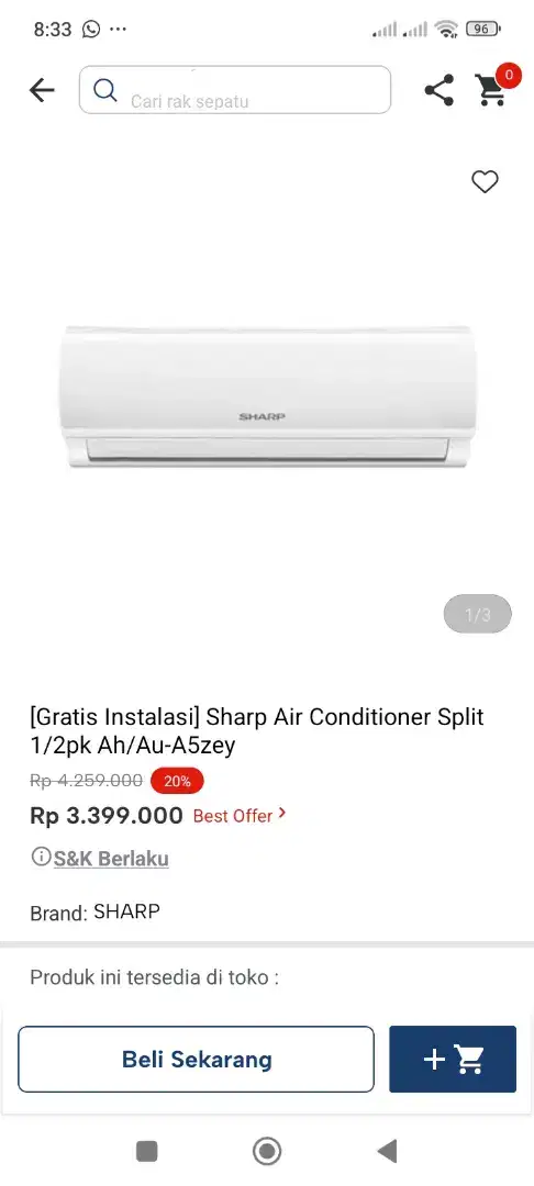 Gratis instal AC Sharp 1/2pk