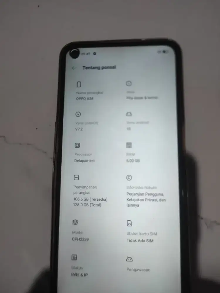 Oppo a54 ram 6 bekas