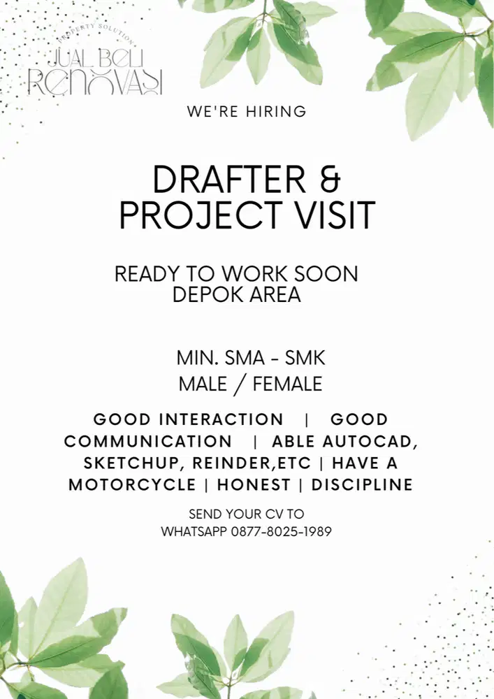 Drafter Arsitek & Controller / Draftperson