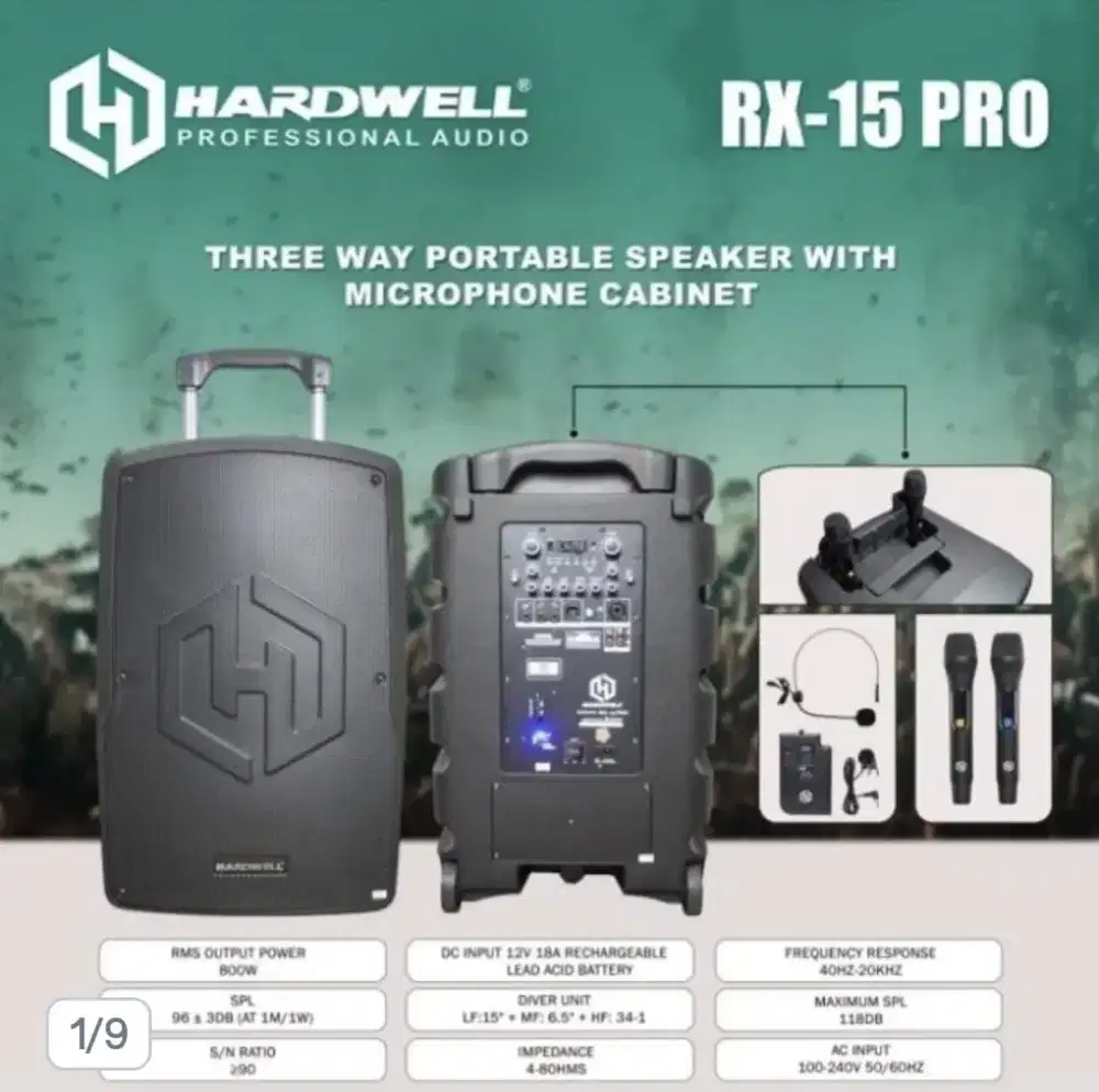 Speaker aktif portable hardwell RX 15 pro 15pro 15 inch original