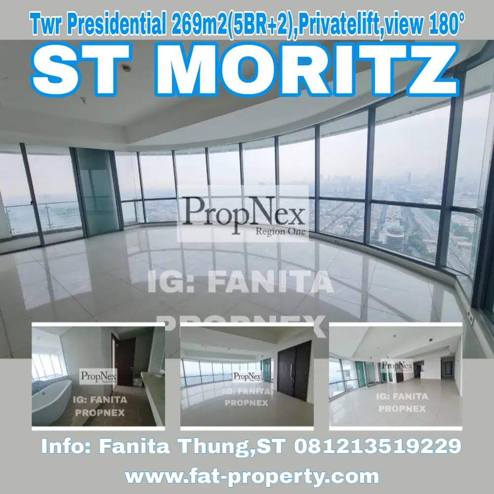 Dijual Apt ST MORITZ Twr Presidential 269m2(5BR+2),Privatelift,Timur