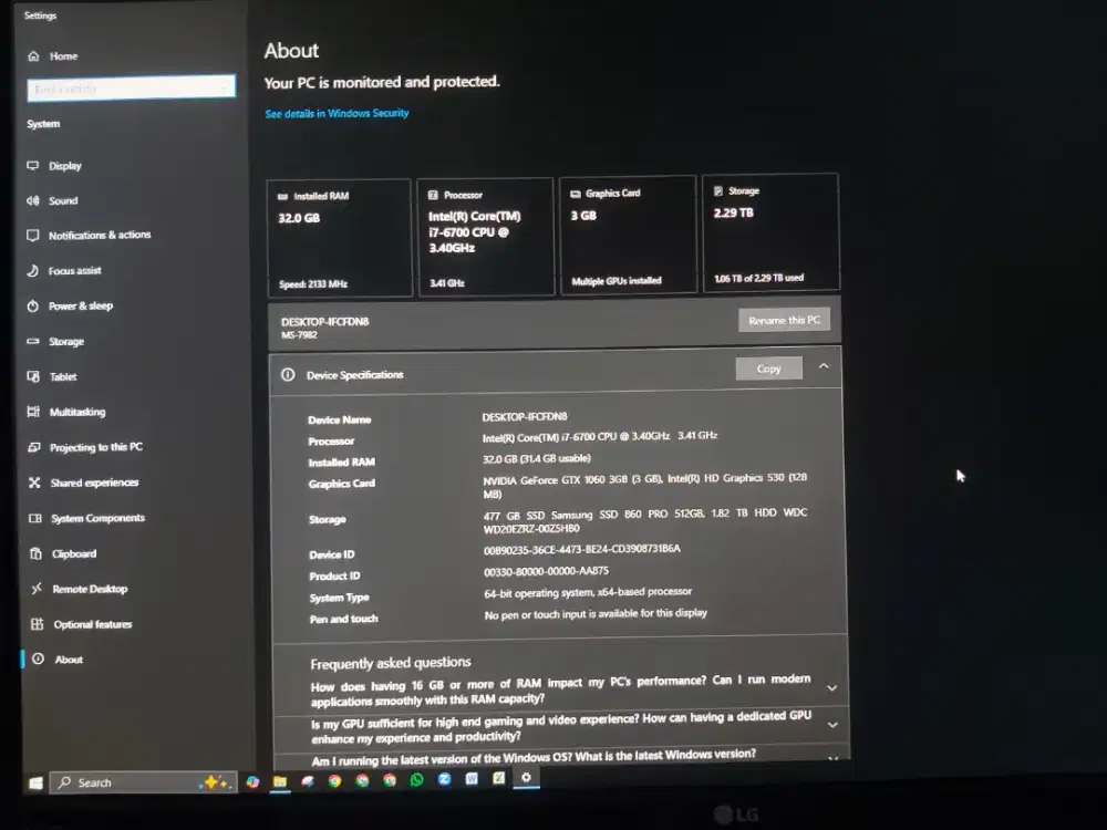 Jual komputer spec gaming dan editing I7 dual monitor nego tipis