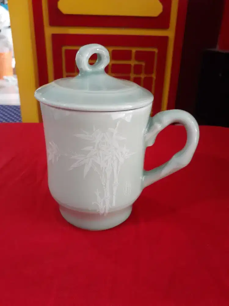 Cangkir + Tutup Motif Pohon Bambu China