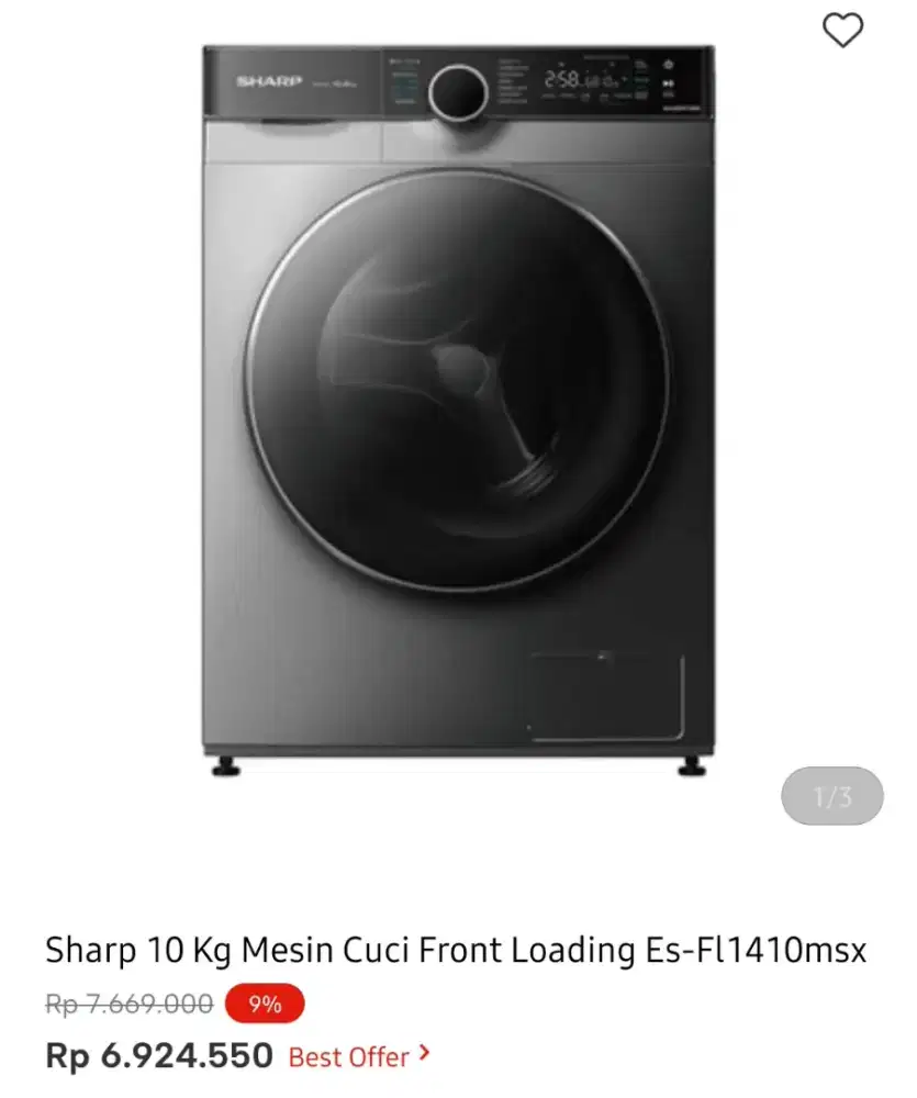 WM SHARP  FRONT LOAD 10 KG