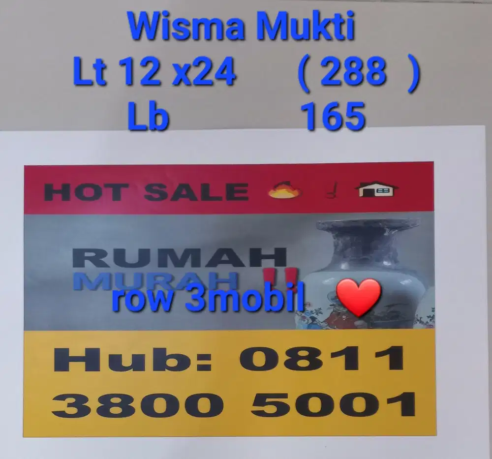 BU murah‼️WISMA MUKTI MURAH banget ❗️Lt12x24 ❤️