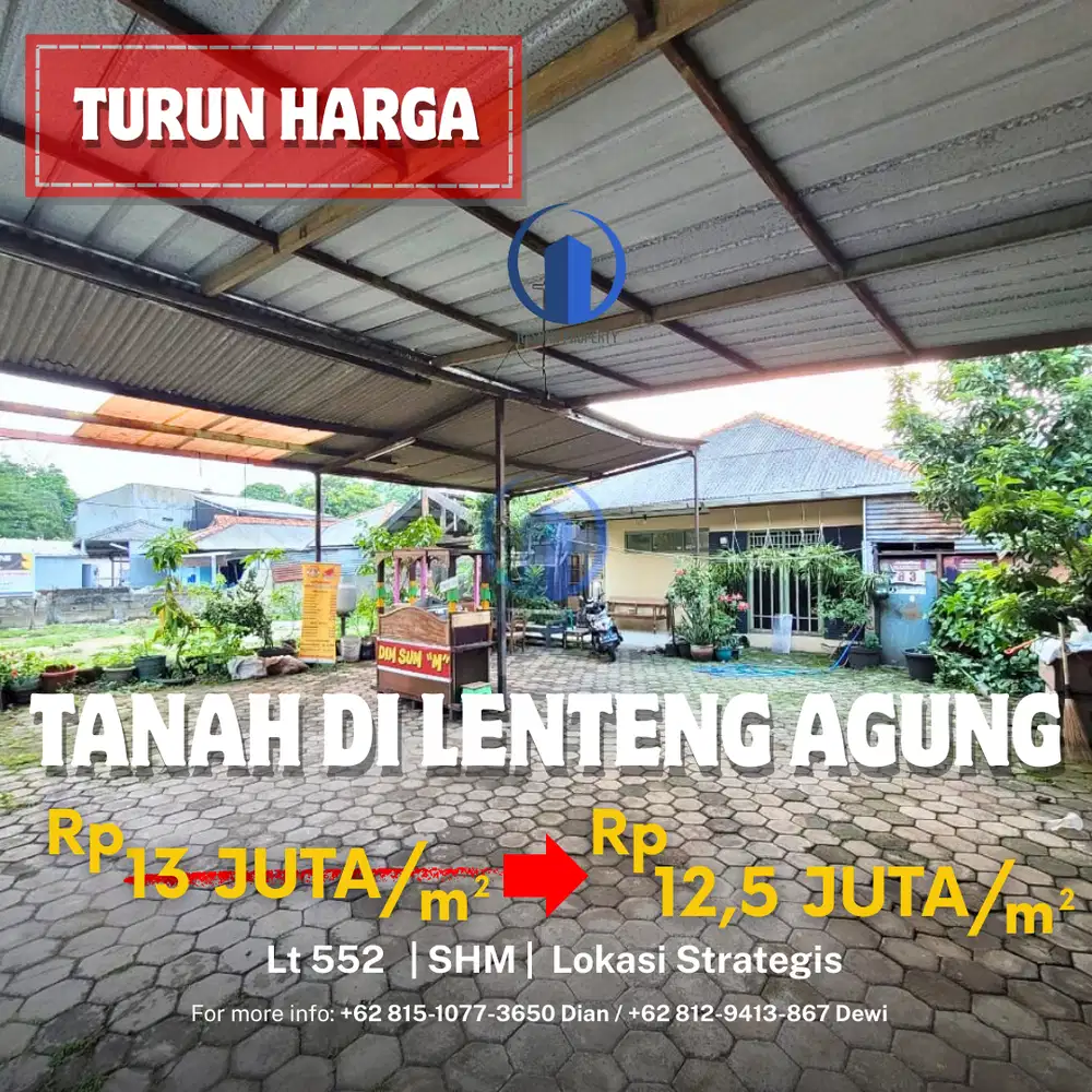 Dijual, Tanah Di Jl. Raya Lenteng Agung , Lt 552m², SHM