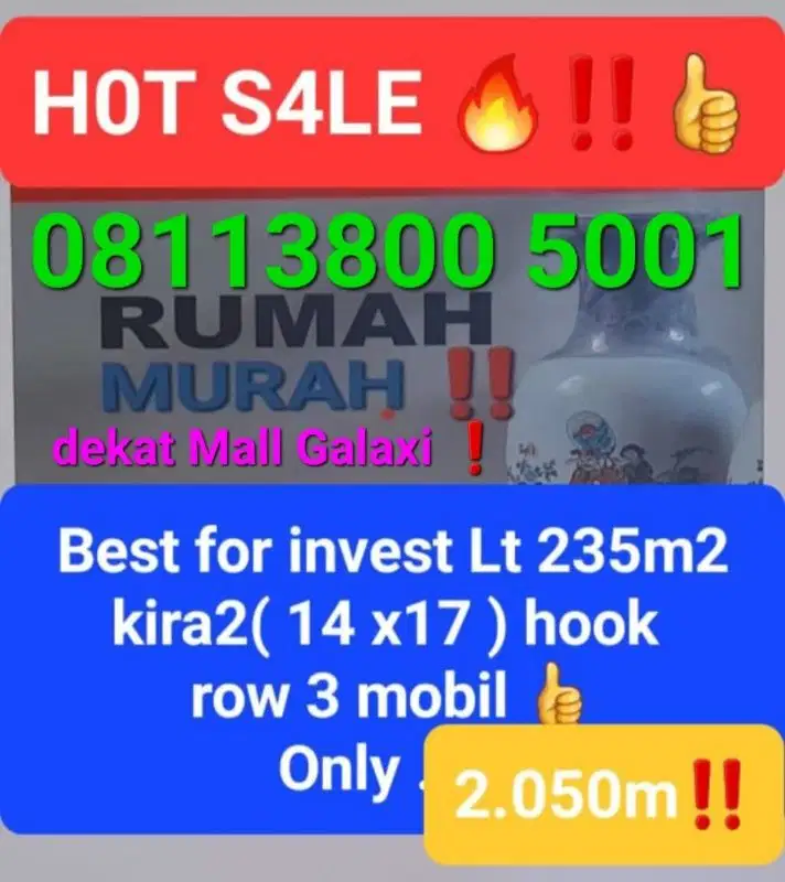 JUAL MURAH ‼️RUMAH MULYOSARI LUAS 235