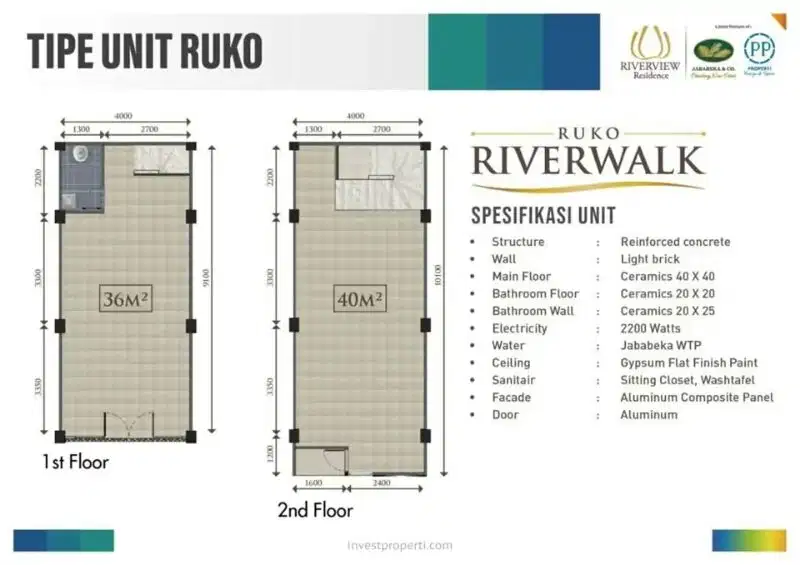 dijual Ruko Riverwalk siap huni n sewa(Ian)