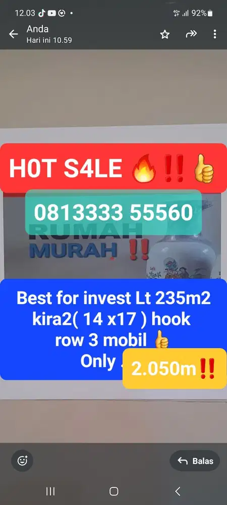 JUAL MURAH ‼️RUMAH MULYOSARI luas 235