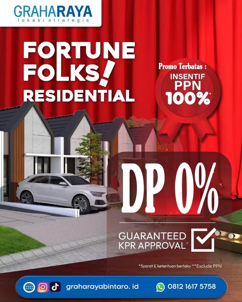 FORTUNE FOLKS Residenstial KPR Dp 0% Lokasi Strategis Graha Raya