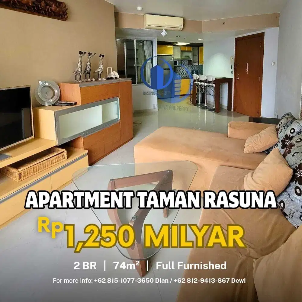 Dijual, Apartment Taman Rasuna, 2 Br, L75m², Furnished, SHM