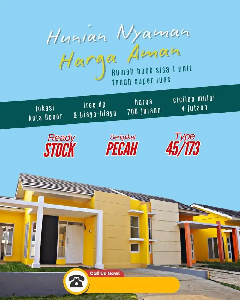 RUMAH MURAH LUAS POSISI HOOK READY STOK SIAP HUNI DI TENGAH KOTA BOGOR