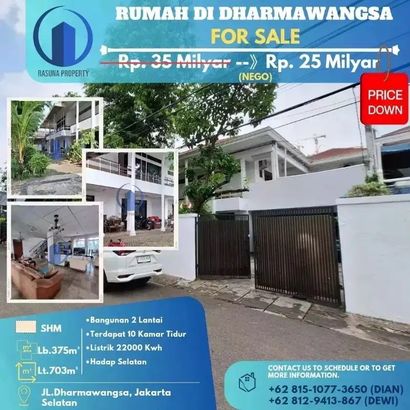 Dijual, Rumah Kawasan Elit Di Dharmawangsa, Jakarta Selatan, SHM