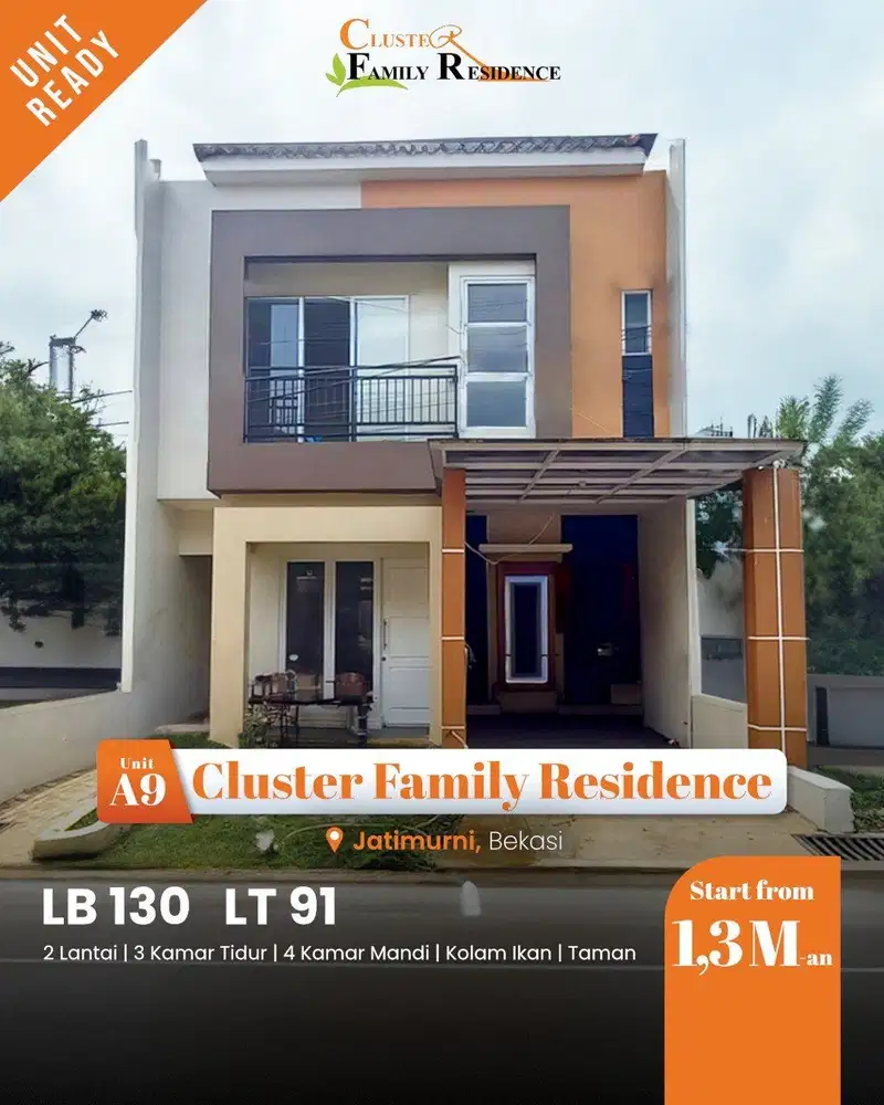 RUMAH 2 LANTAI READY SIAP HUNI DALAM CLUSTER DI JATIMURNI,BEKASI