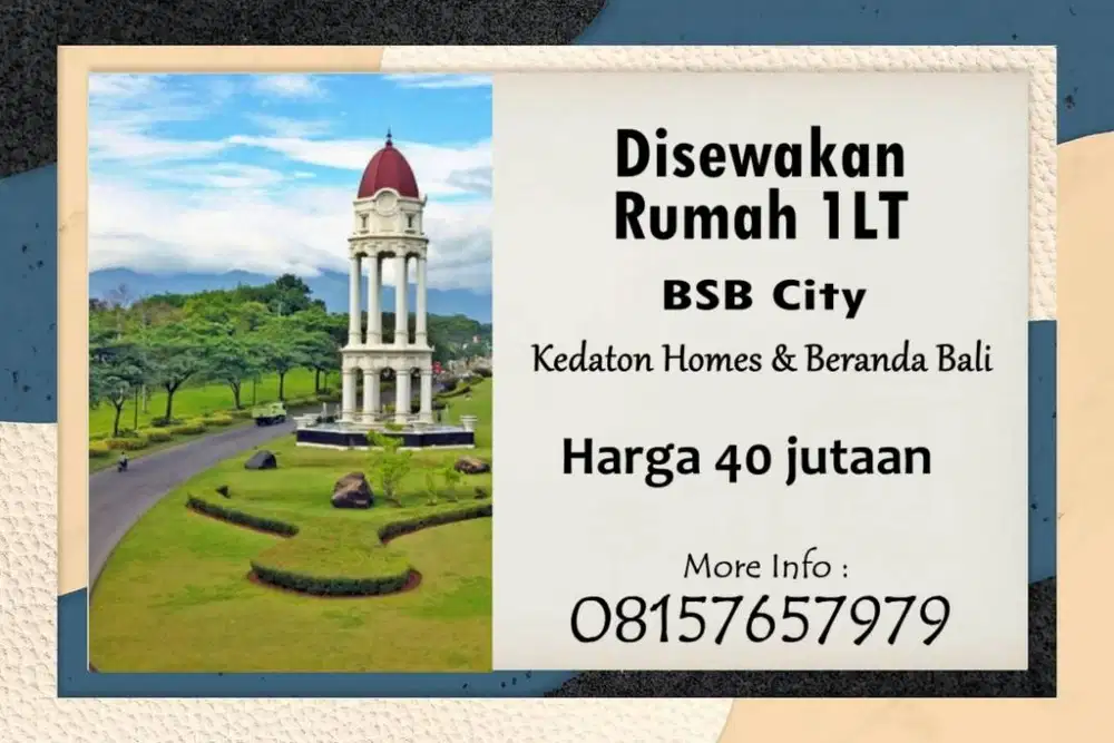 Sewa/kontrak rumah 2lantai kedaton bsb city dkt forest hill citraland