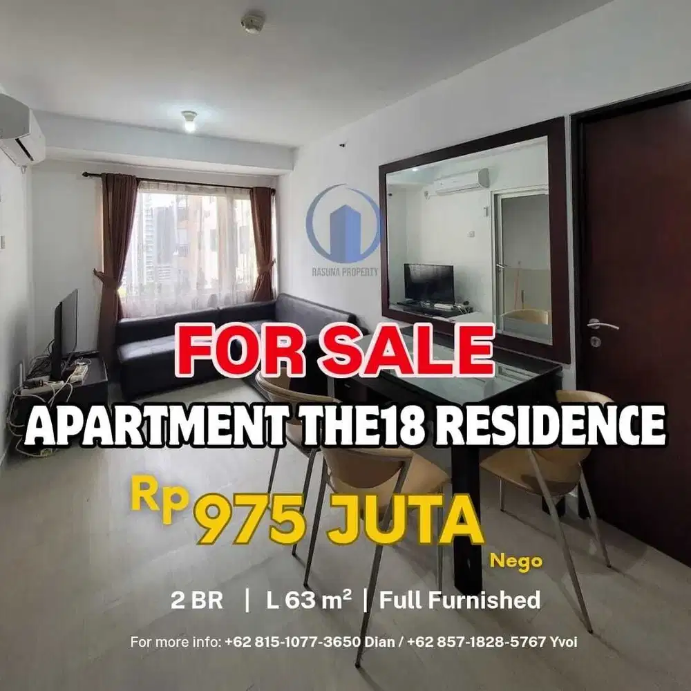 For Sale, Apartment The 18 Residence, 2 Br, L63, Furnished, SHGB