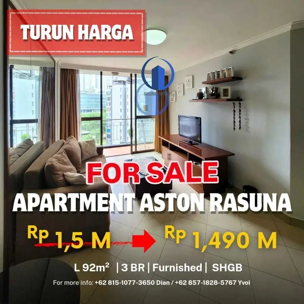 Apartment Horison Rasuna , 3 BR, Furnished, Lokasi strategis