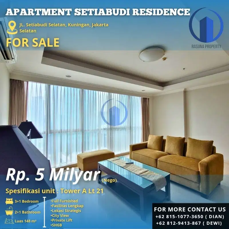 FOR SALE, Apartment Setiabudi Residence, 3 BR, L148m², Private Lift