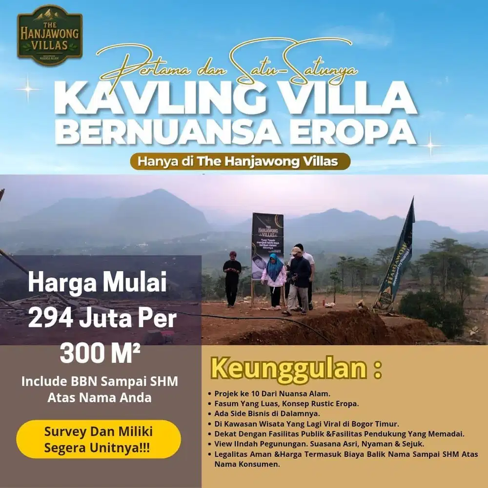 Tanah kavling the hanjawong villas di bogor view pegunungan 500 mdpl