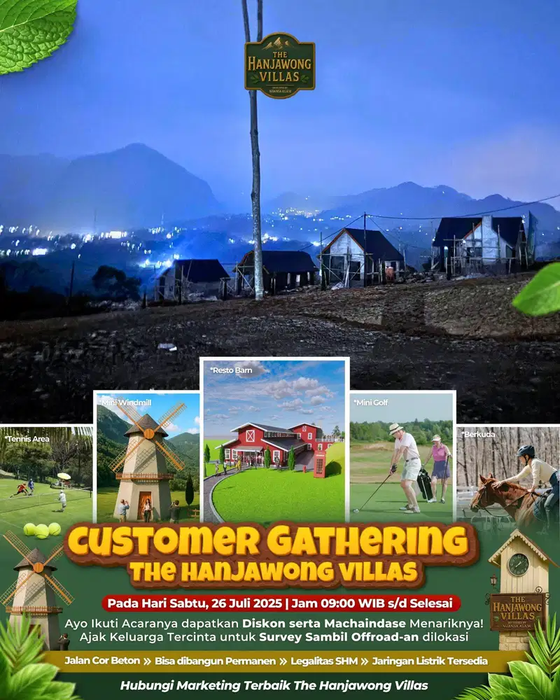 Dijual tanah murah the hanjawong villas di bogor puncak dua