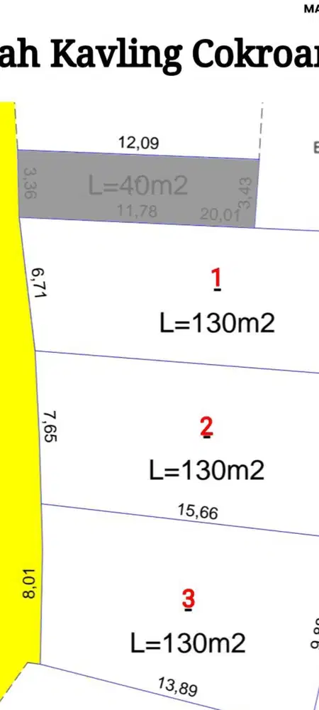 Tanah kapling kawasan jl kusuma bangsa cokroaminoto denpasar