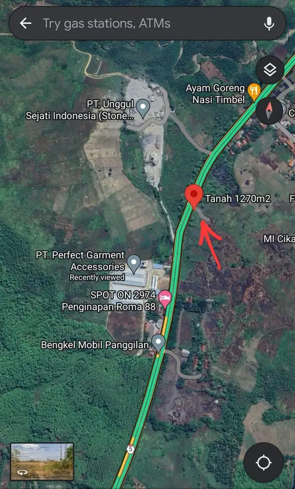 Tanah kecil untuk industri pinggir jalan raya Bandung Cirebon.