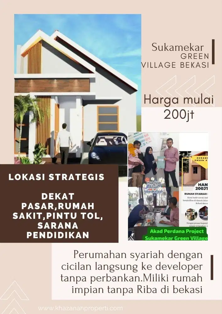 Cluster rumah syariah Bekasi harga seperti Rumah Subsidi