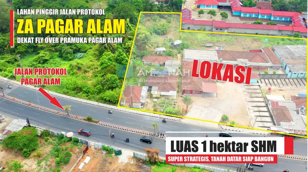 TANAH LUAS 1HA PINGGIR JALAN PROTOKOL JALUR 2 ZA PAGAR ALAM DIJUAL