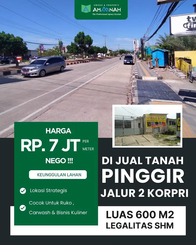TANAH PINGGIR JALUR 2 KORPRI DIJUAL CEPAT