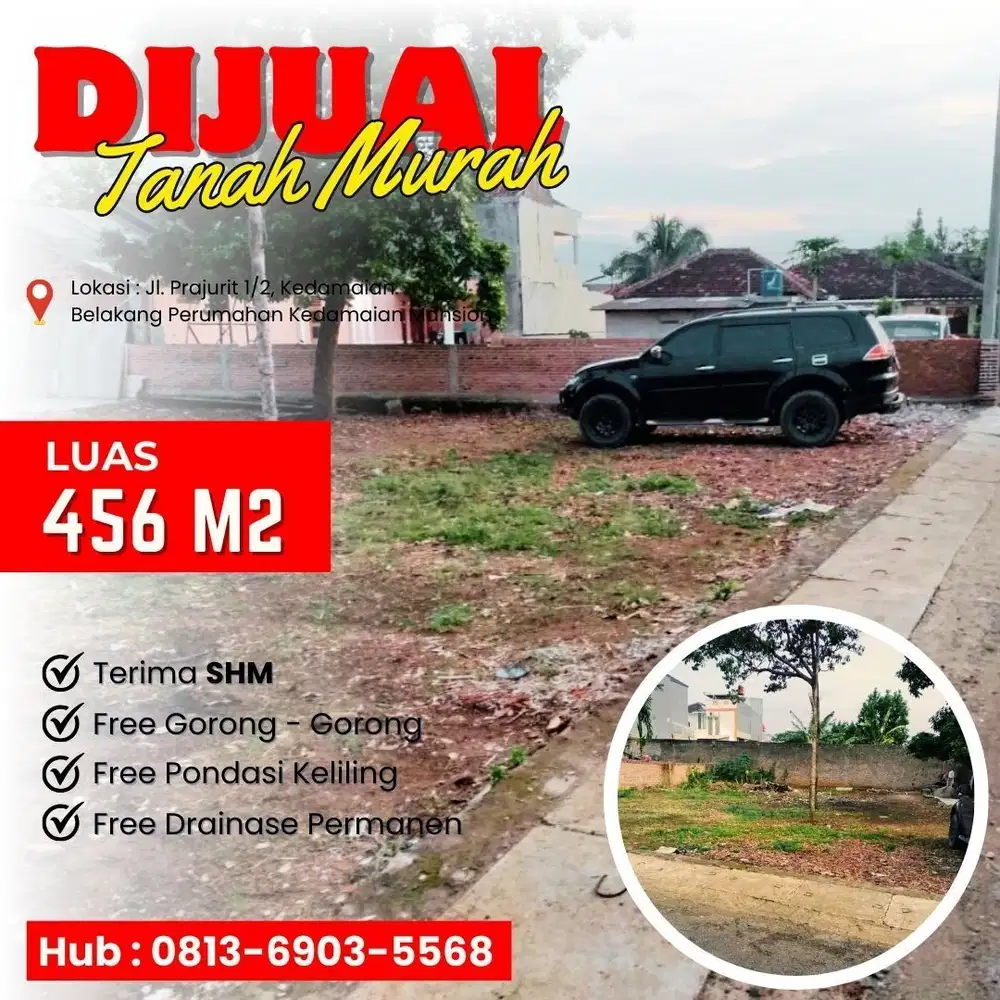 TANAH DIJUAL CEPAT DI BELAKANG PERUMAHAN KEDAMAIAN MANSION KEDAMAIAN