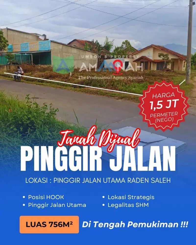 TANAH PINGGIR JALAN UTAMA DIJUAL MURAH
