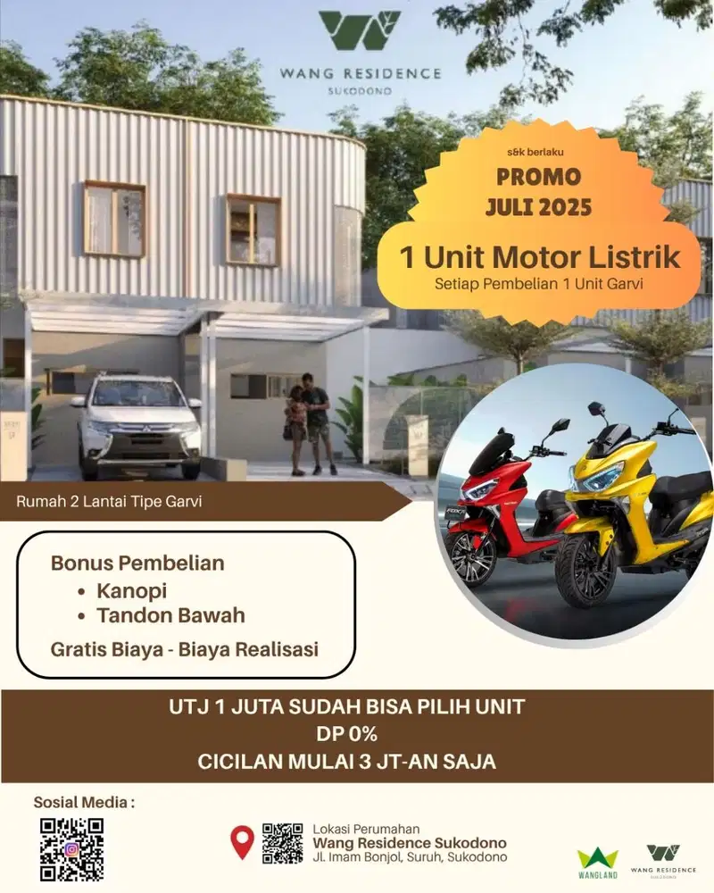 RUMAH TANPA DP SIDOARJO WANG RESIDENCE SUKODONO