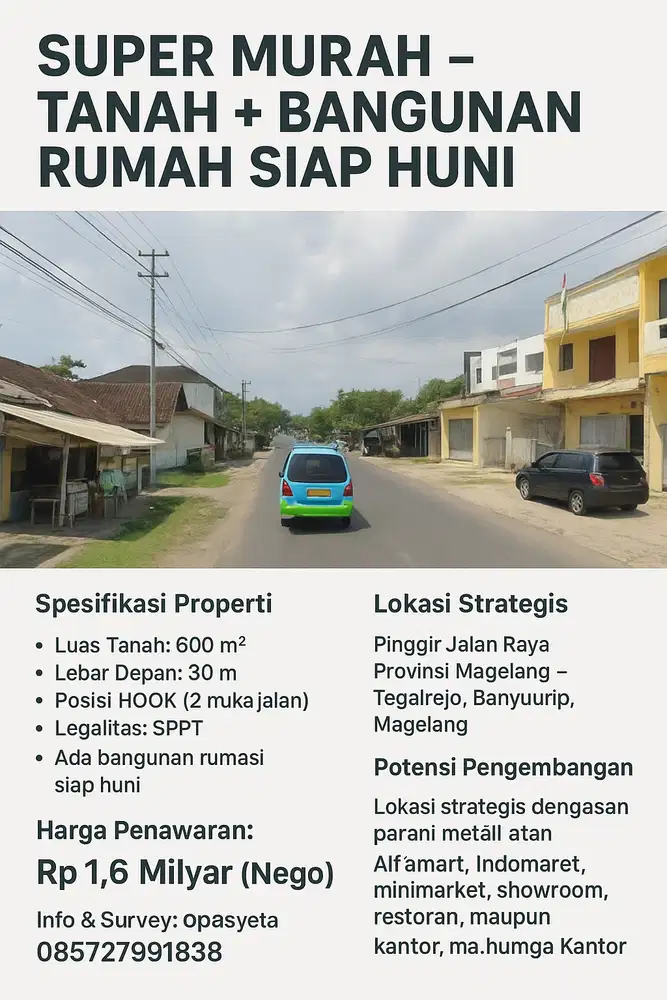 TANAH + BANGUNAN SUPER MURAH TIMUR CANGUK JL. MAGER KOPENG