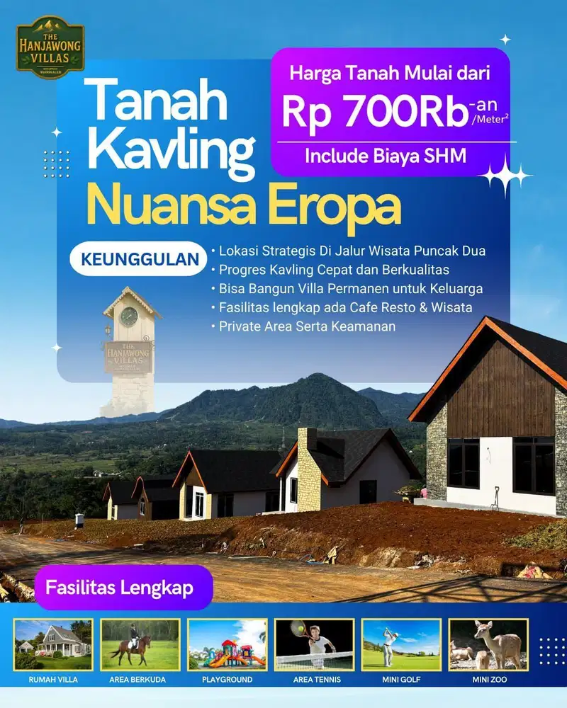 Jual cepat tanah kavling murah nuansa eropa di puncak dua