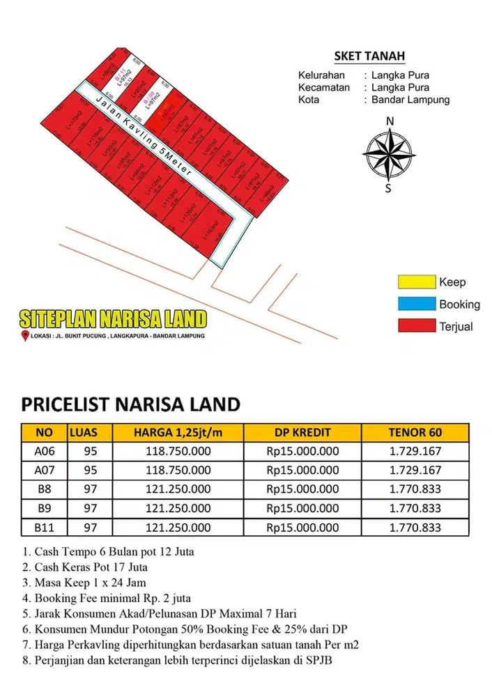 TANAH KAVLING MURAH VIEW KOTA BANDAR LAMPUNG SIAP BANGUN DI LANGKAPURA