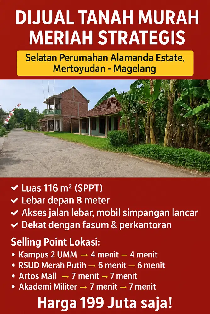 TANAH 116M TERMURAH SELATAN PERUM ALAMANDA ESTATE MERTOYUDAN