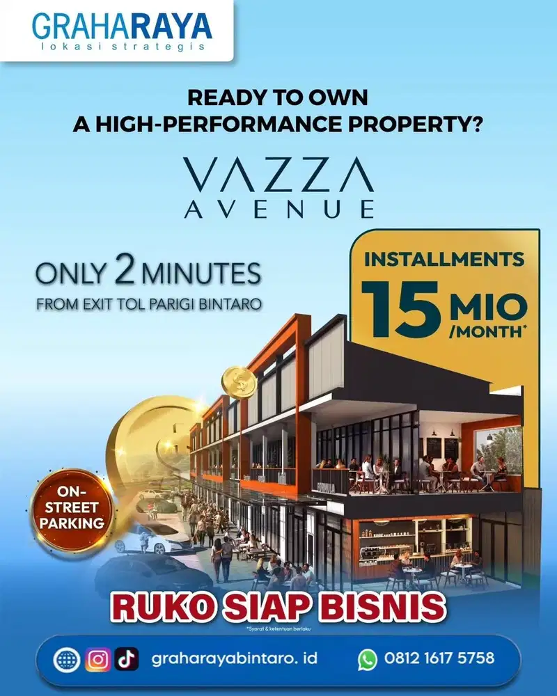 RUKO VAZZA AVENUE Graha Raya Bintaro 2 Menit Pintu Tol
