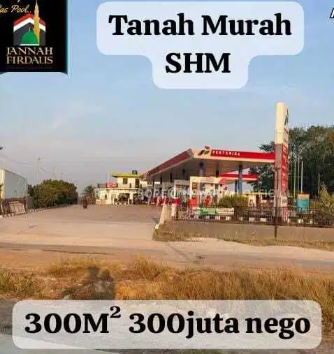 TANAH SHM 300m MURAH BELAKANG POM BENSIN ITERA