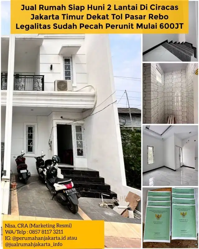 SIAP HUNI Rumah 2 Lantai Di Ciracas Jakarta Timur
