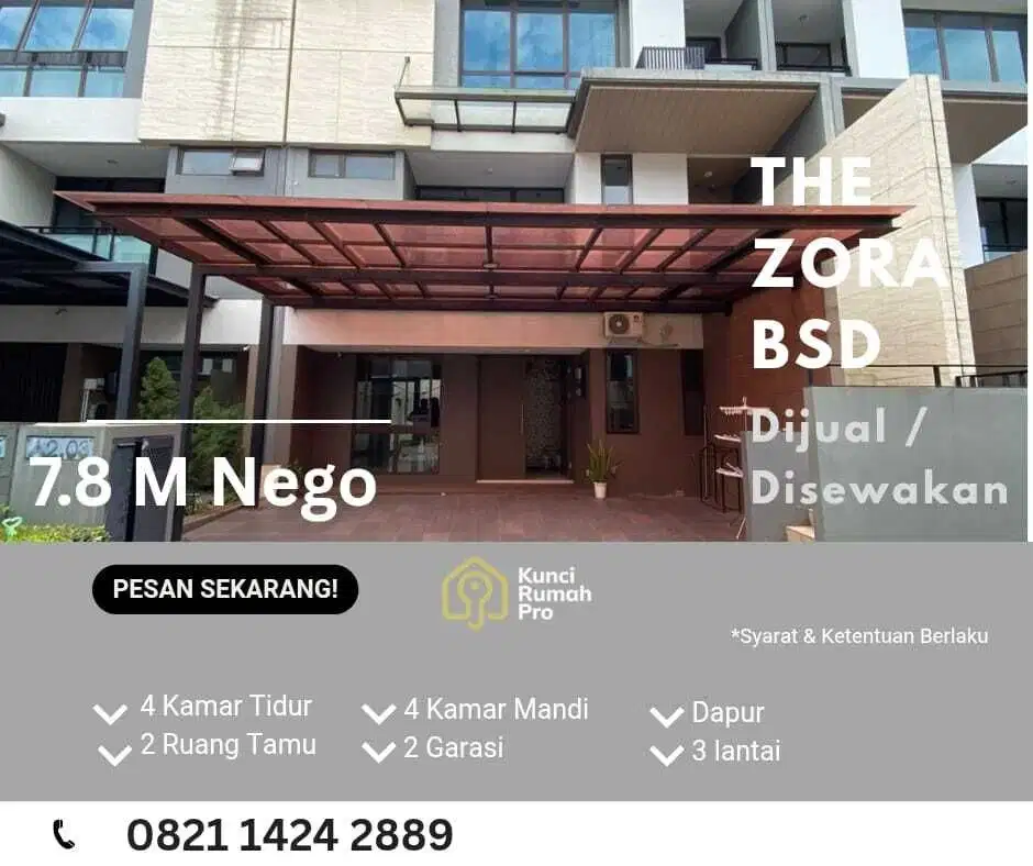 Rumah Mewah The Zora BSD City free Full Furnished Rumah