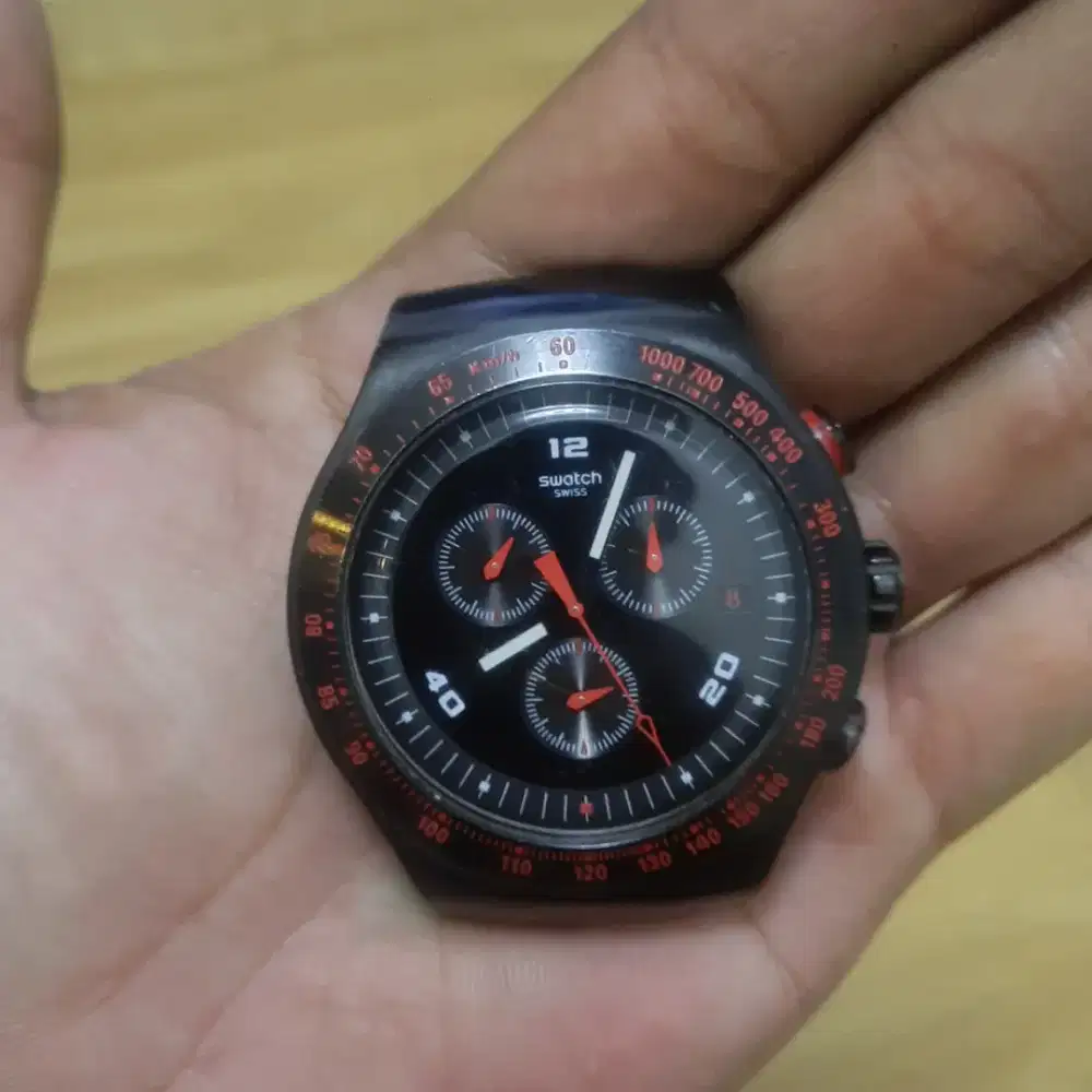 Swatch Irony Black &amp; Red Big Size Original Swiss Seiko Tissot Fossil