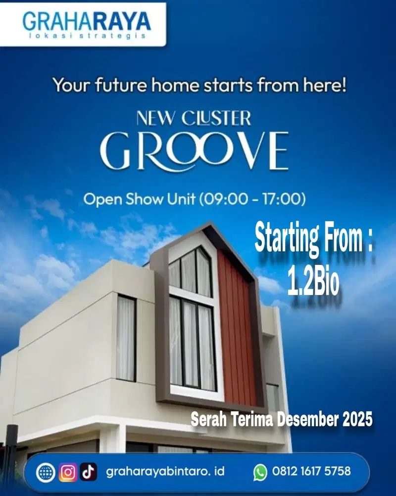 GROOVE at Fortune Graha Raya Rumah 2 Lantai DP 0%