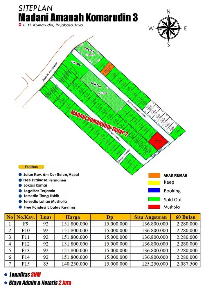 TANAH KAVLING PINGGIR JALAN UTAMA KOMARUDIN RAJABASA SIAP BANGUN