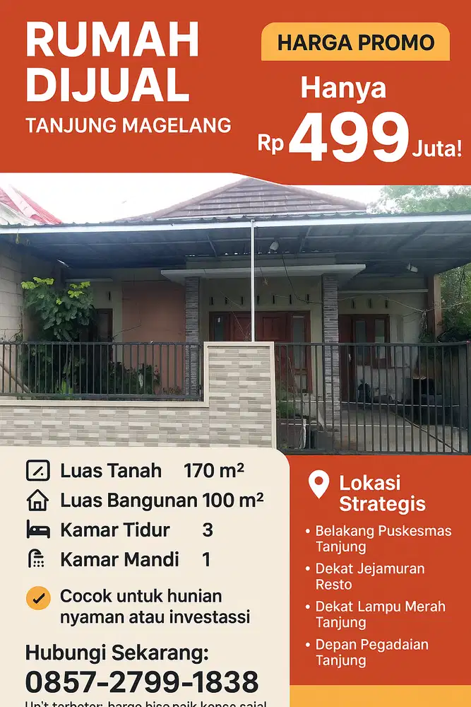 RUMAH MURAH SIAP HUNI LUAS 170M DI TANJUNG MERTOYUDAN MAGELANG