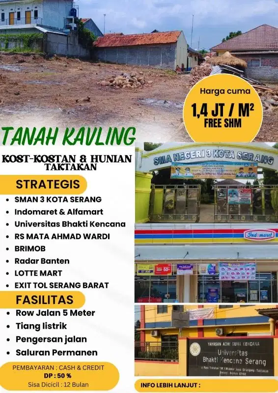 Tanah kavling Dekat Polsek Taktakan & SMAN 3 KOTA SERANG