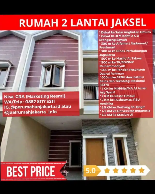 Jual Rumah 3 Kamar Tidur Dekat Stasiun UI & Jl M Kahfi