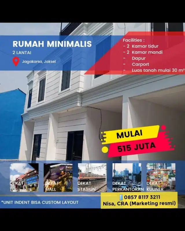 Dijual Rumah di Jaksel 2 Lt 500 Juta an Dekat Stasiun Lenteng Agung