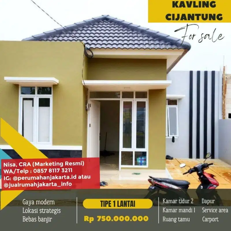 Dijual Rumah 2 Lantai di Cijantung Pasar Rebo Dekat Terminal,